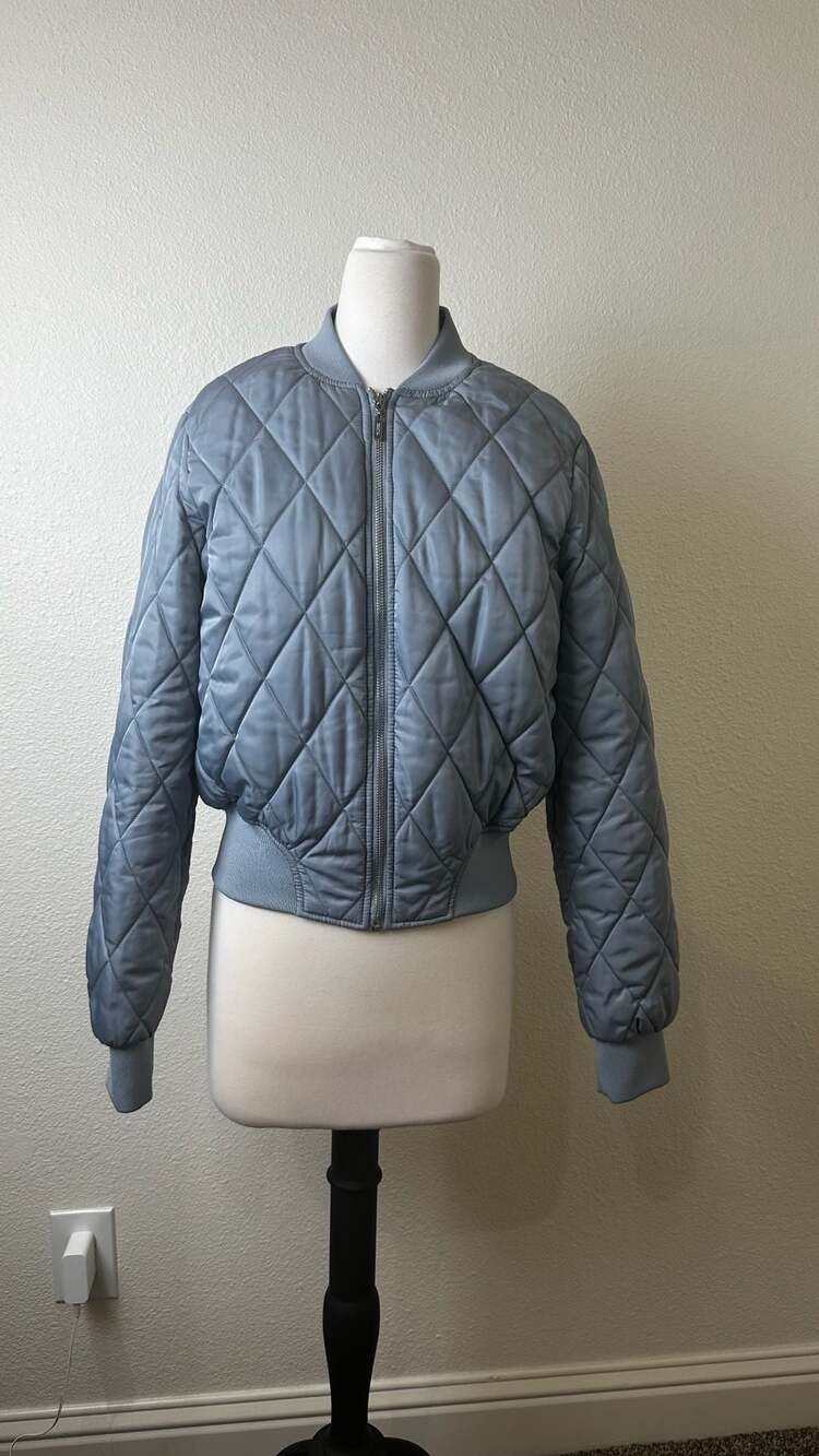 Guess Quilted Bomber Jacket Size M Blue